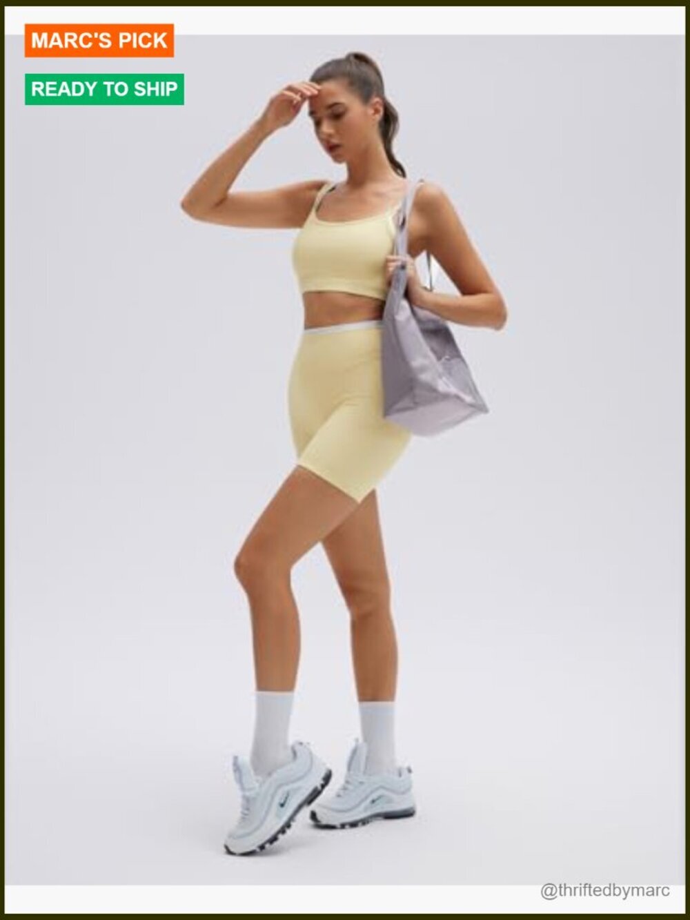 2-Piece Workout Set with Padded Camisole and High-Waist Bike Shorts - Picture 6 of 7